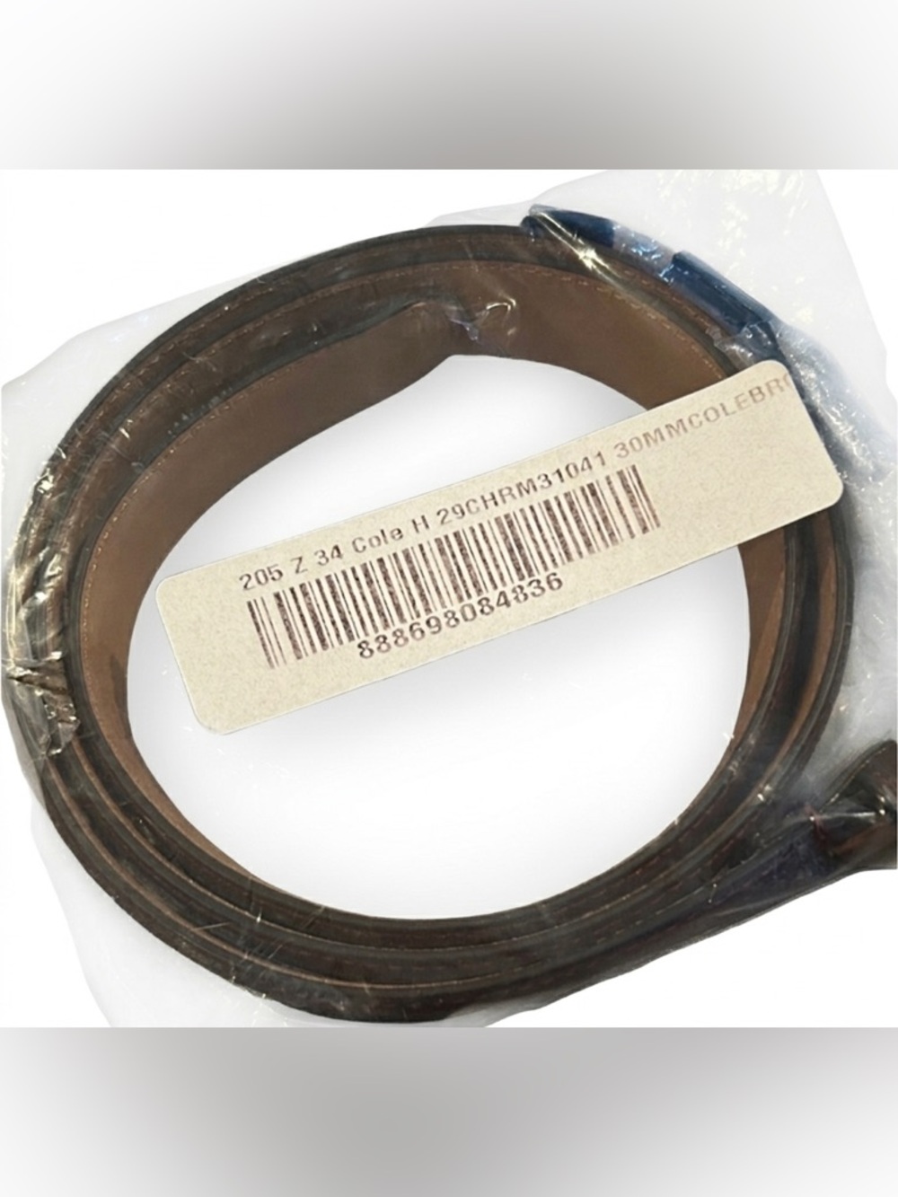 COLE HAAN Mens Buckle Leather Belt Brown 34 NWT